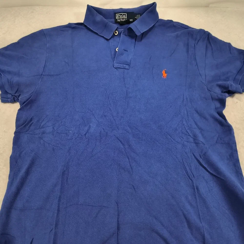 Polo by Ralph Lauren Custom Fit Collared Polo Shirt Mens Size Large L Blue